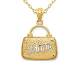 MOM Reversible Handbag Pendant Necklace in 14K Yellow Gold with Chain